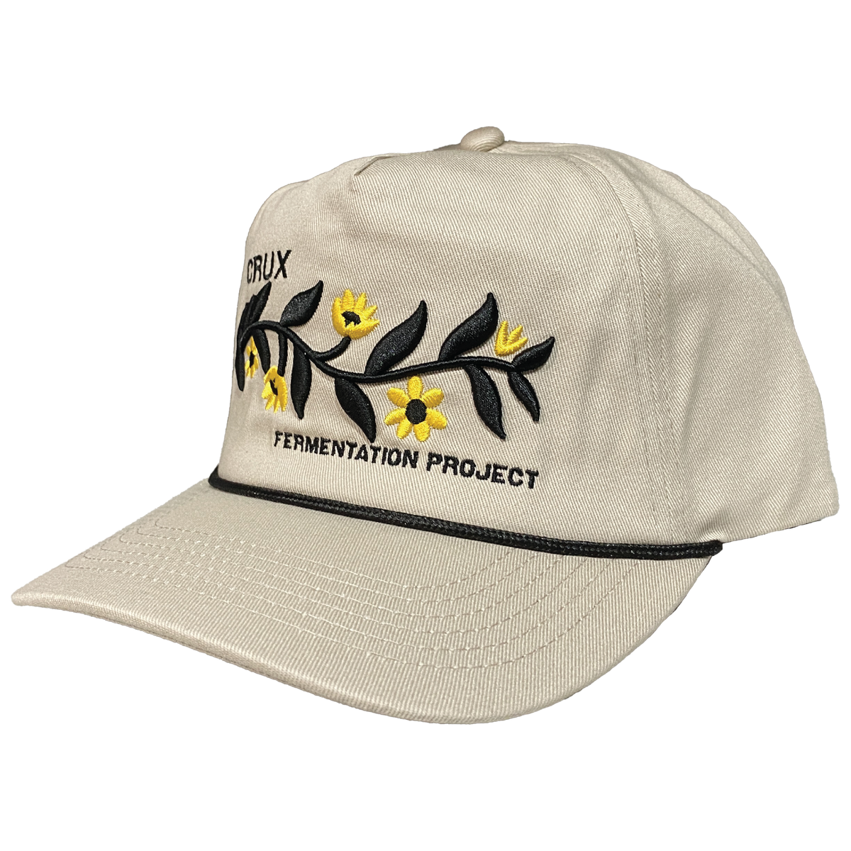 Khaki Crux Floral Embroidered Rope Cap